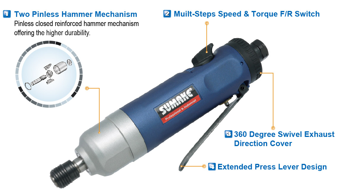 Industrial Air Impact Screwdriver Two Pinless Hammer